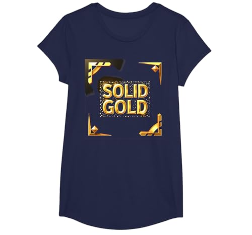 Solide Gold Jungen Luxe Shimmer Statement Sparkle Bling T-Shirt, Girls, Marineblau, XS Solide Gold Jungen Luxe Shimmer Statement Sparkle Bling T-Shirt, Girls, Marineblau, XS von Generic