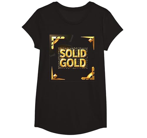 Solide Gold Jungen Luxe Shimmer Statement Sparkle Bling T-Shirt, Girls, Schwarz, XS von Generic