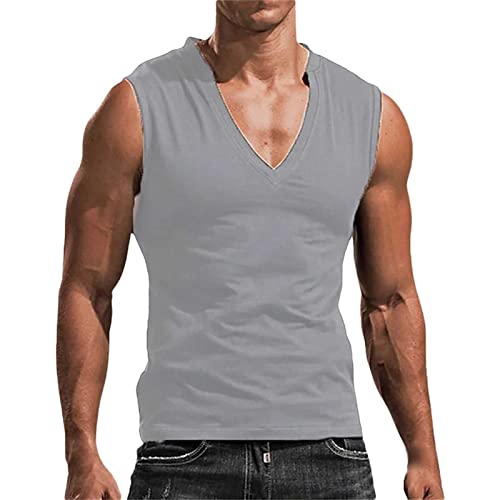 Solides Tanktop mit V-Ausschnitt für Herren, lässiges, atmungsaktives, ärmelloses T-Shirt Unterhemd Unsichtbar von Generic