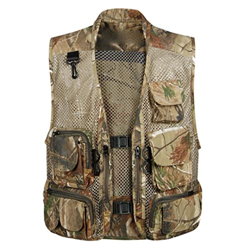 Sommer Baggy Herren Mesh Weste Multi Pocket Fotografen Ärmellose Jacken Camouflage Weste Desert Green XXL von Generic