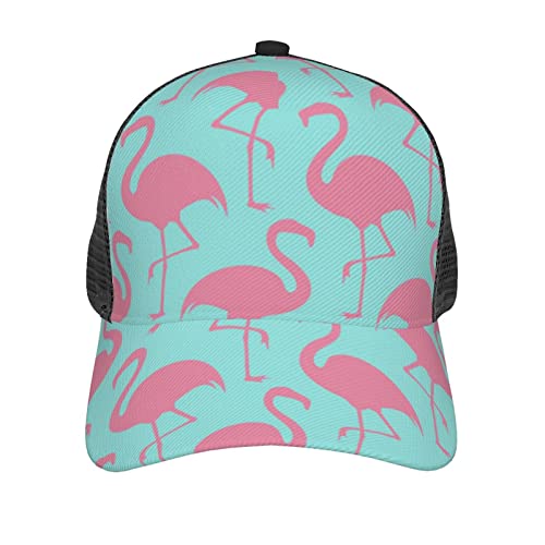 Sommer-Baseballmütze aus Netzstoff für Herren und Damen, schwarze Papa, Trucker-Kappe, Snapback-Hüte – rosa Flamingo von Generic
