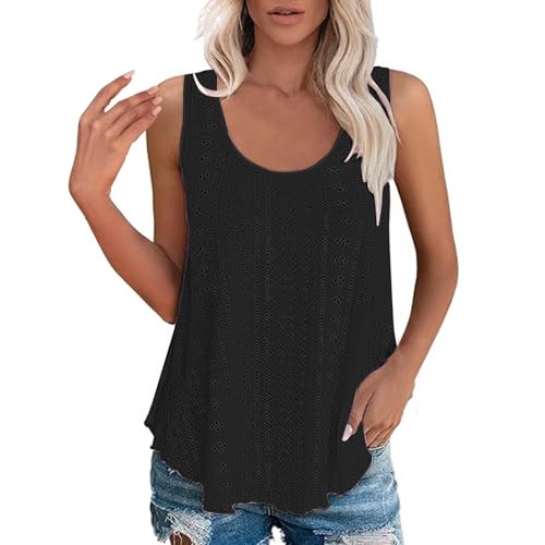 Sommer Blusen Damen Leicht Ohne Arm - Sommer Tshirt Damen Weit - Tanktops Für Baumwolle Lässiges Ärmelloses Oberteil Mit Rundhalsausschnitt Sexy Obertiele Sommer Weste Ribbed Tops Shirt von Generic