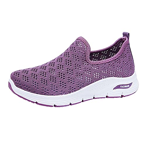 Sommer Damen Trekking Wanderschuhe Running Shoes Leichte Slip on Sneaker Damen Sommer Frauen Lässig Atmungsaktiv Ausgehöhlt Mesh rutschfest Flachen Boden EIN Pedal Mesh Sportschuhe von Generic