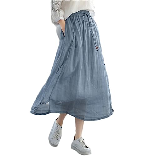 Sommer Einfache Slim-Typ Rock Frauen Retro Elastische Taille Quaste Dünne Rock, blau, Einheitsgröße von Generic