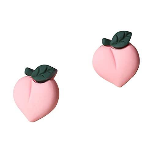 Sommer-Frucht-Party-Ohrringe Stereo-Bananen-Pfirsich-Ohrringe Mädchen-Ohrclip-Ohrringe Vintage Ohrringe Silber (Pink, One Size) von Generic