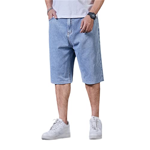 Sommer Herren Denim Shorts Klassisch Baggy Gerade Blau Kurze Jeans Casual Knielang Kurze Hose Plus Size, hellblau, 34W von Generic