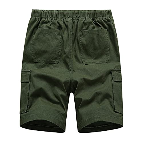 Sommer Herrenshorts Cargohose kurz für Männer Herren Lonar Jeans Shorts Regular Slim Mit ReißverschlussTaschen mit Gummizug Vintage Cargohose Chicago Short Jeans Sport Kurze Hosen (Army Green, XXXL) von Generic