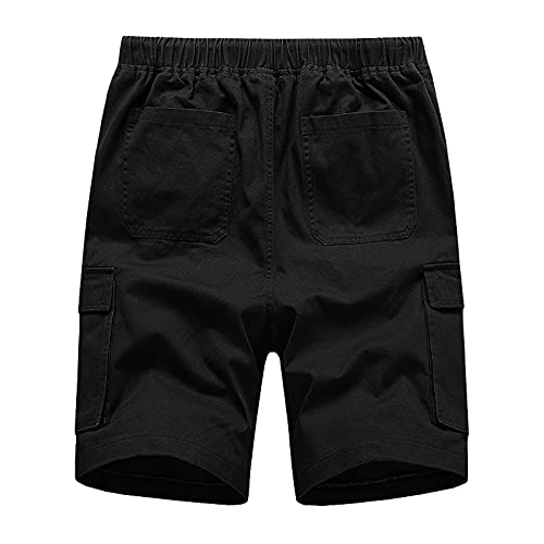 Sommer Herrenshorts Cargohose kurz für Männer Herren Lonar Jeans Shorts Regular Slim Mit ReißverschlussTaschen mit Gummizug Vintage Cargohose Chicago Short Jeans Sport Kurze Hosen (Black, XXL) von Generic