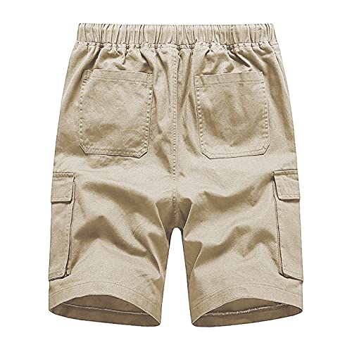 Sommer Herrenshorts Cargohose kurz für Männer Herren Lonar Jeans Shorts Regular Slim Mit ReißverschlussTaschen mit Gummizug Vintage Cargohose Chicago Short Jeans Sport Kurze Hosen (Khaki, XXXXXXXL) von Generic