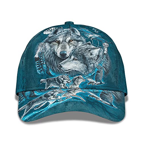 Sommer Kappe Tier Wolf Wölfe Und Native 3D Gedruckt Zurück Baseball Cap Original Freizeit Basecap Verstellbare Sonnenblende Mütze Für Herren, Golf, Damen von Generic