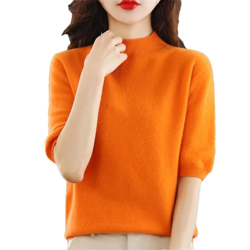 Sommer Kaschmirpullover Damen Solide Kurzarmpullover Strickpullover von Generic