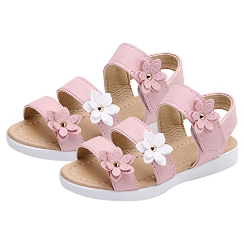 Sommer Kinder Kinder Sandalen Mode Große Blumenmädchen Flache Preise Schuhe Kindersandalen (Pink, 7-8 Years) von Generic