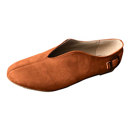 Sommer Loafers Damen Freizeitschuhe mit Schnalle Spitze Zehen Design Bequeme Flache Schuhe für Frauen (Brown, 37) von Generic