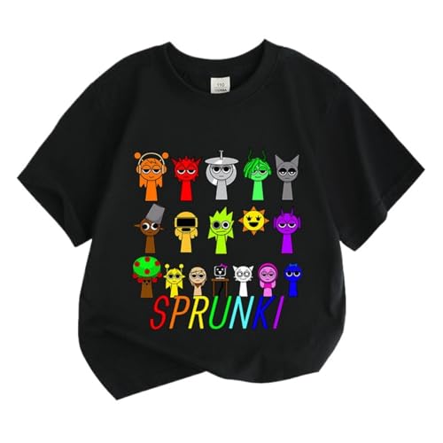 Sommer Neue Kinder T-Shirt, Sprunki Jungen und Mädchen T-Shirt Kurzarm Mädchen Baumwolle Tops Kinderkleidung,Schwarz,130cm Sommer Neue Kinder T-Shirt, Sprunki Jungen und Mädchen T-Shirt Kurzarm Mädchen Baumwolle Tops Kinderkleidung,Schwarz,130cm von Generic