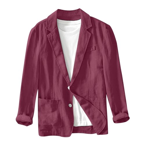 Sommer Sakko Herren Leinen Leicht Sportlich Sportsakko Blazer Herren Sommer Große Größen Sakkos für Herren EIN-Knopf Business Anzug Jacken Sport Mantel Stilvolle Alltagsanzüge Anzugjacke von Generic