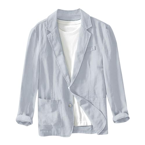 Sommer Sakko Herren Leinen Leicht Sportlich Sportsakko Blazer Herren Sommer Große Größen Sakkos für Herren EIN-Knopf Business Anzug Jacken Sport Mantel Stilvolle Alltagsanzüge Anzugjacke von Generic