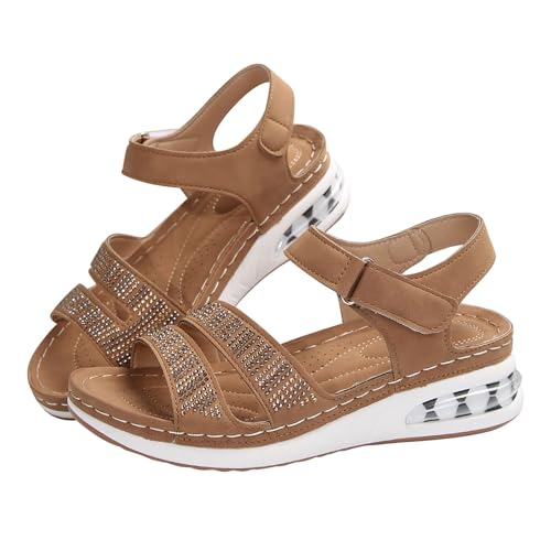 Sommer Sandalen Damen Elegant Offener Zehen Weiche Sohle Leichte Sandals Orthopädische Atmungsaktive Flach Schuhe Sport Slide Mit Weiche Fussbett Bequem Strandschuhe von Generic