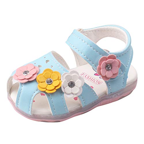 Sommer Schuhe Baby Blumen Mädchen Schuhe Sandalen Kleinkind Kind Kinder LED- leuchtende Baby Schuhe Mädchen 23 (Blue, 23 Toddler) von Generic