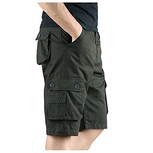 Sommer Shorts Herren Cargo Kurze Hosen Stretch Baumwolle Große Größen Leicht Bermuda Shorts Chino Kurze Hose Stoffshorts Sport Relaxed Fit Wanderer Camping Funktionshose mit Multi Taschen von Generic