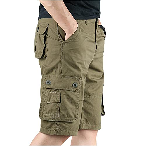 Sommer Shorts Herren Cargo Kurze Hosen Stretch Baumwolle Große Größen Leicht Bermuda Shorts Chino Kurze Hose Stoffshorts Sport Relaxed Fit Wanderer Camping Funktionshose mit Multi Taschen von Generic