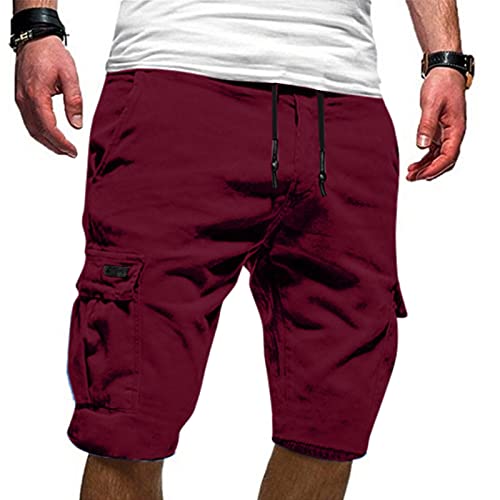 Sommer Shorts Herren Cargo Kurze Hosen Stretch Baumwolle Große Größen Leicht Bermuda Shorts Chino Kurze Hose Stoffshorts Sport Relaxed Fit Wanderer Camping Funktionshose mit Multi Taschen von Generic