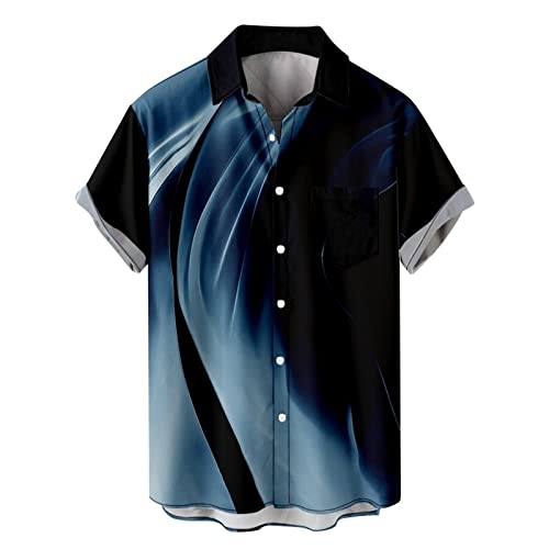 Sommerhemd Herren 3D Gedruckt Shirt Hemd Revers Kurzarm Shirt Businesshemd Regular Fit Freizeithemd Herrenhemden mit Knopf Gentleman T-Shirt Tops von Generic