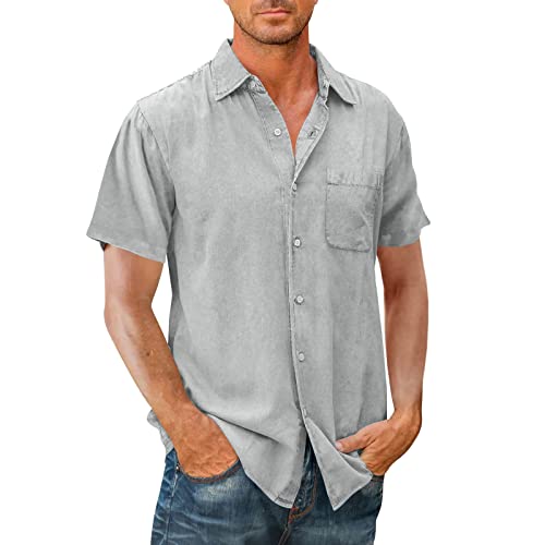Sommerhemden Herren Baumwoll Leinen Hemd Revers Kurzarm T-Shirt Tops Einfarbig Basic Shirts Männer Freizeithemd mit Knopf Leicht Bequem Camping Outdoorshirt Sommerhemden Herren Baumwoll Leinen Hemd Revers Kurzarm T-Shirt Tops Einfarbig Basic Shirts Männer Freizeithemd mit Knopf Leicht Bequem Camping Outdoorshirt von Generic