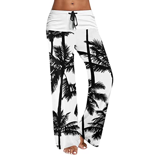 Sommerhose Damen Freizeithose Große Größen Damen Hohe Taille Taschenstreifen Elastische Taille Bedruckte Lose Yogahose Casual Lange Hose Strampler für Frauen Schlafanzughose von Generic