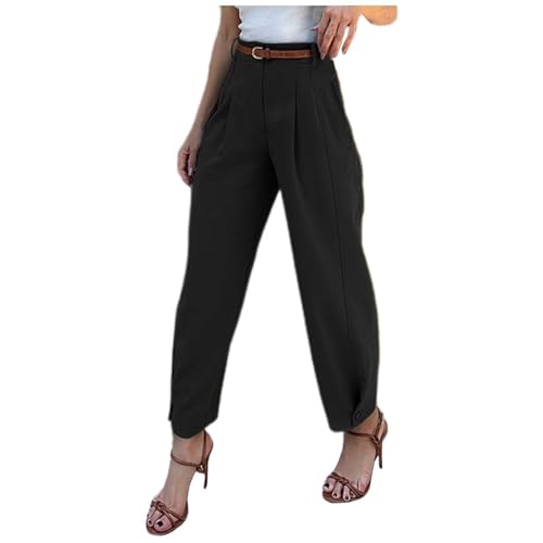 Sommerhose Damen Leicht, Anzughose Damen High Waist Gerade Geschnitt 7/8 Hose mit Taschen Locker Elegant Business Arbeit Hosen Damen Sommer Lang Pants Büro Freizeithose Anzughosen von Generic
