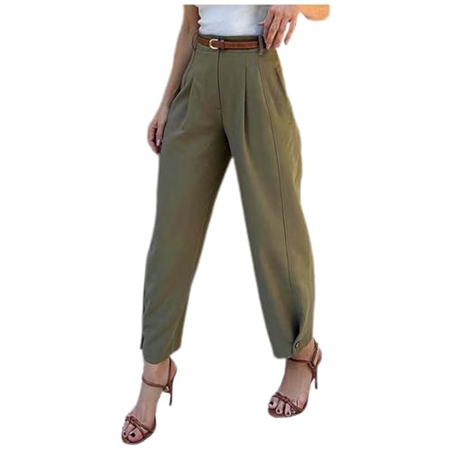Sommerhose Damen Leicht, Anzughose Damen High Waist Gerade Geschnitt 7/8 Hose mit Taschen Locker Elegant Business Arbeit Hosen Damen Sommer Lang Pants Büro Freizeithose Anzughosen von Generic