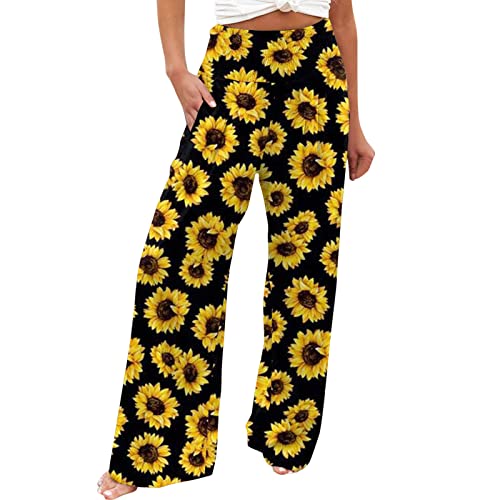 Sommerhose Damen Leicht, Leinenhose Damen Sommer High Waist Weites Bein Stoffhose Sonnenblume Drucken Palazzo Hose Leichte Luftig Freizeithose Casual Lose Palazzohose Strandhose Sporthose Sommerhose Damen Leicht, Leinenhose Damen Sommer High Waist Weites Bein Stoffhose Sonnenblume Drucken Palazzo Hose Leichte Luftig Freizeithose Casual Lose Palazzohose Strandhose Sporthose von Generic