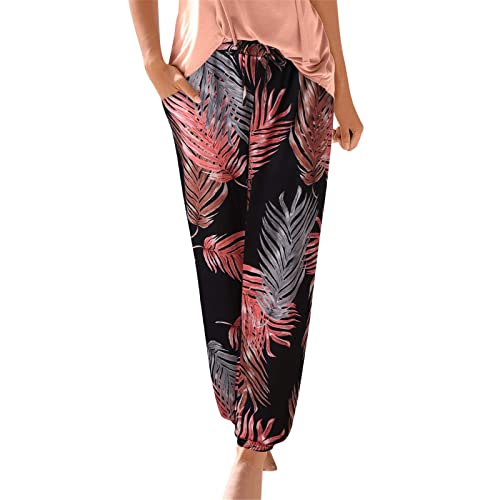Generic Sommerhose Damen Leicht Haremshose Sommer Schlupfhose Boho Strandhose Freizeithose Loose Frauen Hose mit Taschen Stoffhose Jogginghose Yogahose Lockere Luftig Sommerhosen Relaxhose von Generic