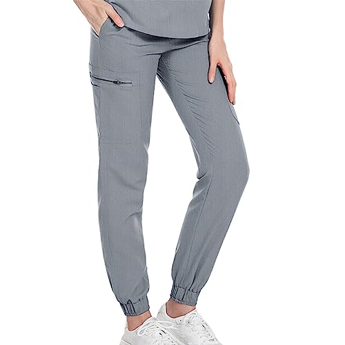 Sommerhose für Damen – Damen, lässig, weites Bein, elastischer Bund, gefüttert, lange Hose, Passform, lange Passform, Arbeit, Leggings, mit Taschen, Jeans, breit, Schwarz, Mädchen, grau, Medium von Generic