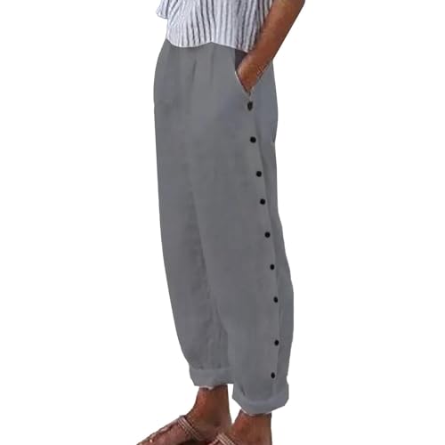 Sommerhosen Damen,Leinenhose Damen 7/8,Plus Size Capri-Hosen für Frauen 2024 Sommer Casual Drawstring Elastic High Waist Straight Wide Leg Leinenhosen,grau,S Sommerhosen Damen,Leinenhose Damen 7/8,Plus Size Capri-Hosen für Frauen 2024 Sommer Casual Drawstring Elastic High Waist Straight Wide Leg Leinenhosen,grau,S von Generic