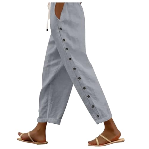 Sommerhosen Damen Leicht Und Luftig,Leinenhose Damen 7/8,Plus Size Capri-Hosen für Frauen 2024 Sommer Casual Drawstring Elastic High Waist Straight Wide Leg Leinenhosen,grau,XL Sommerhosen Damen Leicht Und Luftig,Leinenhose Damen 7/8,Plus Size Capri-Hosen für Frauen 2024 Sommer Casual Drawstring Elastic High Waist Straight Wide Leg Leinenhosen,grau,XL von Generic