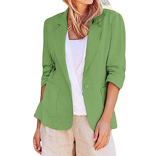 Sommerjacke Damen Leicht Lang Leinen: Blazer Damen Lang Tailliert Leinen-Blazer Sommer Übergangsjacke Sommerjacke Elegant Anzugjacke Regular Fit Blazerjacken Knöpfe Sakko//Hemdjacke/Leinen-Jacke Sommerjacke Damen Leicht Lang Leinen: Blazer Damen Lang Tailliert Leinen-Blazer Sommer Übergangsjacke Sommerjacke Elegant Anzugjacke Regular Fit Blazerjacken Knöpfe Sakko//Hemdjacke/Leinen-Jacke von Generic
