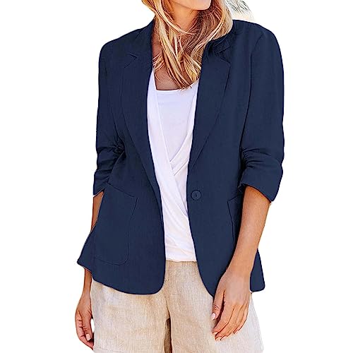 Sommerjacke Damen Leicht Lang Leinen: Blazer Damen Lang Tailliert Leinen-Blazer Sommer Übergangsjacke Sommerjacke Elegant Anzugjacke Regular Fit Blazerjacken Knöpfe Sakko//Hemdjacke/Leinen-Jacke Sommerjacke Damen Leicht Lang Leinen: Blazer Damen Lang Tailliert Leinen-Blazer Sommer Übergangsjacke Sommerjacke Elegant Anzugjacke Regular Fit Blazerjacken Knöpfe Sakko//Hemdjacke/Leinen-Jacke von Generic