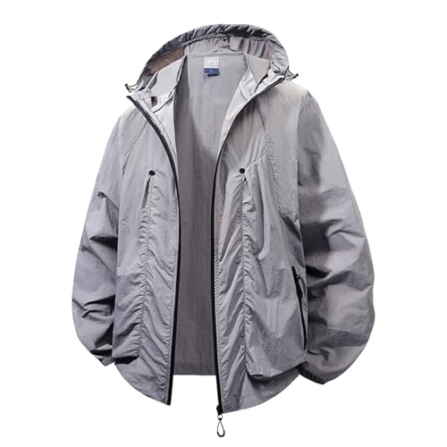 Sommerjacke Herren Outdoor Freitzeitjacke Windjacke Leicht Sommer Revers Lang Mantel Bequeme Tops mit Taschen Outdoor-Freizeit-Cardigan-Jacken von Generic