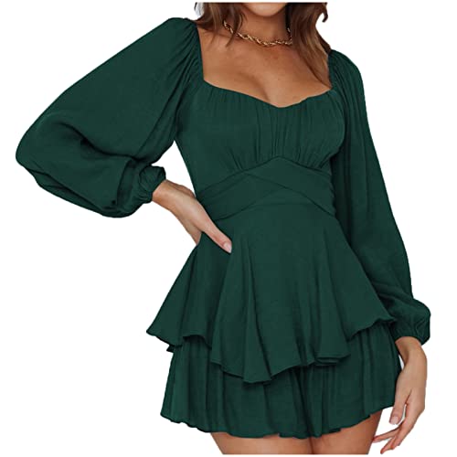Sommerkleid, Sommerkleid Damen Swing Kleid Sommer Off Shoulder Slash Neck Skaterkleid Einfarbiges A-Linien-Kleid Trägerloses, Kurzärmliges, Knielanges Patchwork-Kleid Strandkleid Party Kleid von Generic