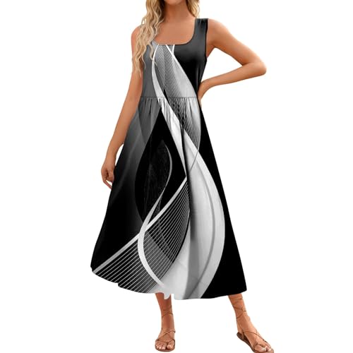 Sommerkleid Damen, Boho Kleid Damen Sommer Kleider Sommerkleid A Linie Kleider Damen Elegant Sommerkleider Für Frauen Ab 50 Rock Knielang Kleidung Bodycon Dress Sommerkleid (A01,M) von Generic