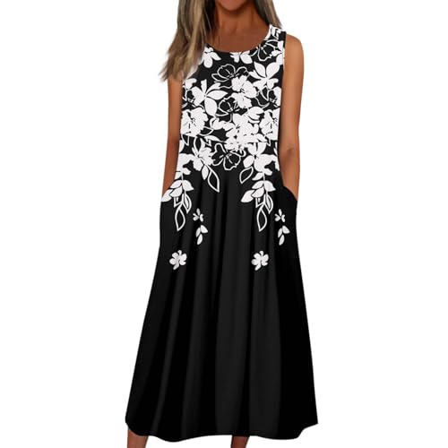 Sommerkleid Damen, Maxikleid Damen Sommer Strandrock Sommerkleider Leicht Und Luftig Damen Tunika Kleid Sommerkleid Maxi Kostüm Elegant Festliche Kleider 60Er Jahre Stil Petticoat (A08,XXL) von Generic