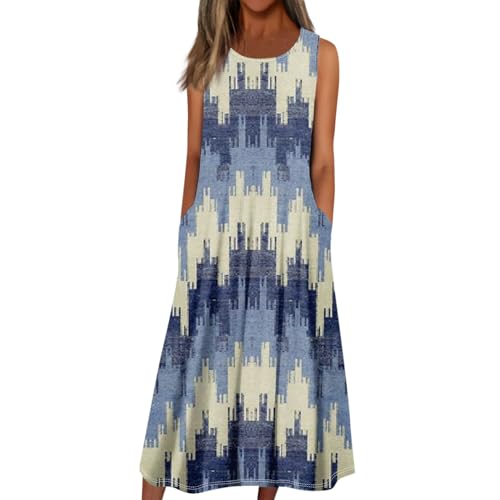 Sommerkleid Damen, Sommerkleid Damen Leicht Festival Outfit Afrikanische Kleider Langarm Kleid Damen Elegant Kleider Sommer Sexy Jeanskleid Lang Mini Sommerkleid Ärmellos 20Er (A15,XXL) von Generic