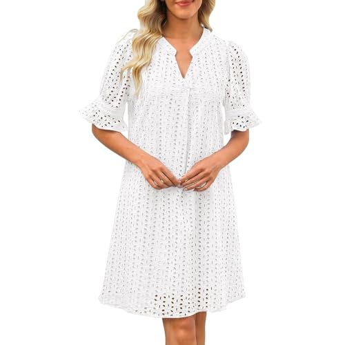 Sommerkleid Damen Elegant Casual V-Ausschnitt Kurzarm Einfarbig Freizeitkleid Knielang Tunika Kleider Leicht Luftig Shirtkleid mit Taschen Blusenkleid Gerader Schnitt Damenkleid Strandkleid Sommerkleid Damen Elegant Casual V-Ausschnitt Kurzarm Einfarbig Freizeitkleid Knielang Tunika Kleider Leicht Luftig Shirtkleid mit Taschen Blusenkleid Gerader Schnitt Damenkleid Strandkleid von Generic