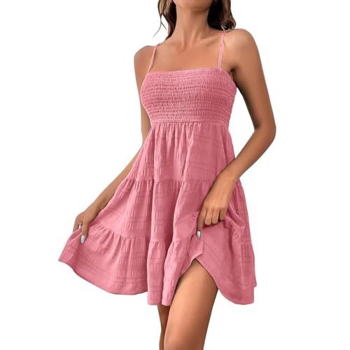 Sommerkleid Damen Kurz Elegant Spaghettiträger Strandkleid Sommer Leichte Freizeitkleid Lässig Ärmellos Minikleid A-Linie Kleid Einfarbig Swing Kleider Boho Trägerkleid Beach Party Camisole Dress Sommerkleid Damen Kurz Elegant Spaghettiträger Strandkleid Sommer Leichte Freizeitkleid Lässig Ärmellos Minikleid A-Linie Kleid Einfarbig Swing Kleider Boho Trägerkleid Beach Party Camisole Dress von Generic