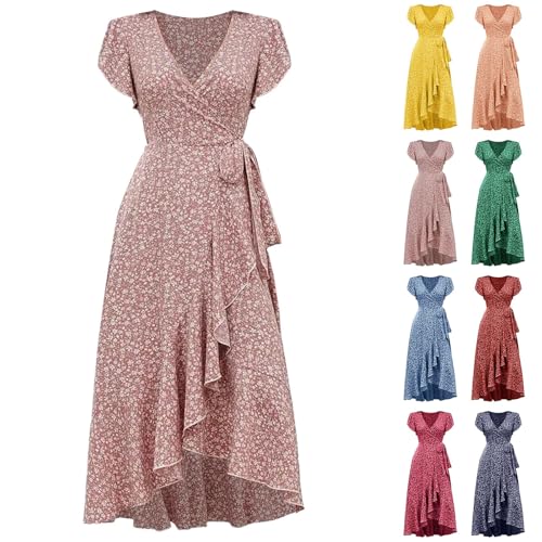 Sommerkleid Damen Lang Boho Kleid Rüschen Maxikleid Mit Gürtel Blumenkleid V-Ausschnitt Strandkleid Blumendruck Bohokleid Hohe Taille Tunikakleid High Low Wickelkleid Freizeitkleider Sommerkleid Damen Lang Boho Kleid Rüschen Maxikleid Mit Gürtel Blumenkleid V-Ausschnitt Strandkleid Blumendruck Bohokleid Hohe Taille Tunikakleid High Low Wickelkleid Freizeitkleider von Generic