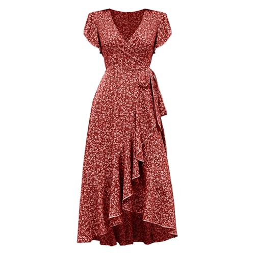 Sommerkleid Damen Lang Boho Kleid Rüschen Maxikleid Mit Gürtel Blumenkleid V-Ausschnitt Strandkleid Blumendruck Bohokleid Hohe Taille Tunikakleid High Low Wickelkleid Freizeitkleider Sommerkleid Damen Lang Boho Kleid Rüschen Maxikleid Mit Gürtel Blumenkleid V-Ausschnitt Strandkleid Blumendruck Bohokleid Hohe Taille Tunikakleid High Low Wickelkleid Freizeitkleider von Generic