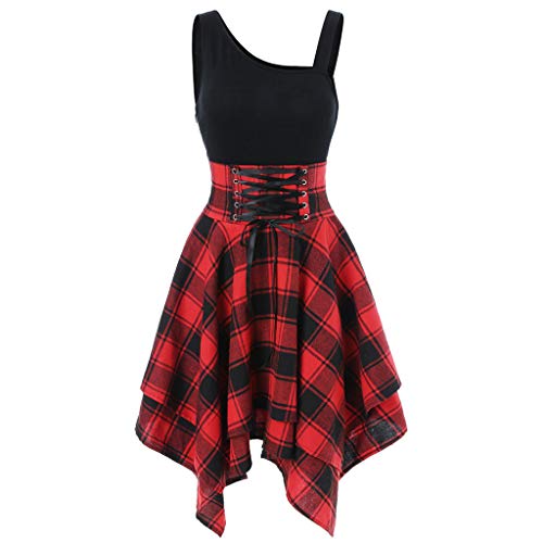 Sommerkleid Damen Leicht,Partykleid Damen Sexy Gothic Kleid Kariertes Cocktailkleid Hohe Taille Vintage Abendkleid Ärmellos Freizeitkleid Retro Maxikleid Party Punk Kleider für Frauen Sommerkleid Damen Leicht,Partykleid Damen Sexy Gothic Kleid Kariertes Cocktailkleid Hohe Taille Vintage Abendkleid Ärmellos Freizeitkleid Retro Maxikleid Party Punk Kleider für Frauen von Generic