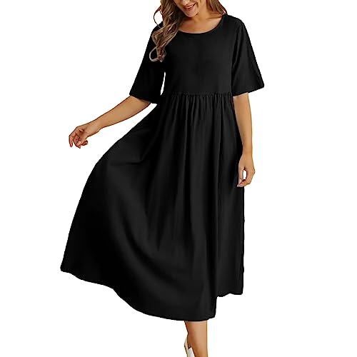 Sommerkleid Damen Leinen Kleide O-Ausschnitt Baumwollkleid Maxikleid Tunika Einfarbig Leinenkleid Knielanges Freizeitkleider Maxi Long Kleid Partykleid Sommerkleid Damen Midi Sommerkleid Damen Leinen Kleide O-Ausschnitt Baumwollkleid Maxikleid Tunika Einfarbig Leinenkleid Knielanges Freizeitkleider Maxi Long Kleid Partykleid Sommerkleid Damen Midi von Generic