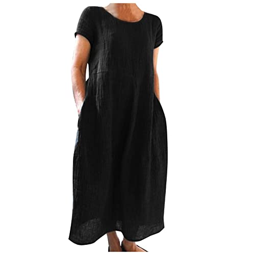 Sommerkleid Damen Leinen Kleider O-Ausschnitt Baumwollkleid Maxikleid Tunika Einfarbig Leinenkleid Knielanges Freizeitkleider A-Linien Sommerkleid Elegant Freizeitkleid Sommerkleid Sommerkleid Damen Leinen Kleider O-Ausschnitt Baumwollkleid Maxikleid Tunika Einfarbig Leinenkleid Knielanges Freizeitkleider A-Linien Sommerkleid Elegant Freizeitkleid Sommerkleid von Generic