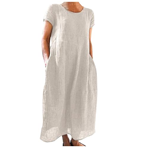 Sommerkleid Damen Leinen Kleider O-Ausschnitt Baumwollkleid Maxikleid Tunika Einfarbig Leinenkleid Knielanges Freizeitkleider A-Linien Sommerkleid Elegant Freizeitkleid Sommerkleid Sommerkleid Damen Leinen Kleider O-Ausschnitt Baumwollkleid Maxikleid Tunika Einfarbig Leinenkleid Knielanges Freizeitkleider A-Linien Sommerkleid Elegant Freizeitkleid Sommerkleid von Generic